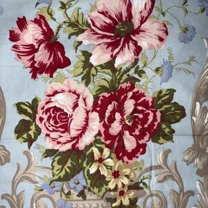 Fadfay  blue Floral cabbage Roses set of 2 NEW Pillowcases shams 36x21 Beautiful